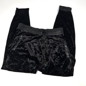 Juicy Couture Drawstring Velour Joggers faux leather trim- Black size small y2k